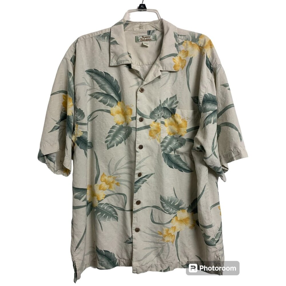 Tommy Bahama Tropical 100% Silk Shirt‎ Size XL Short Sleeve